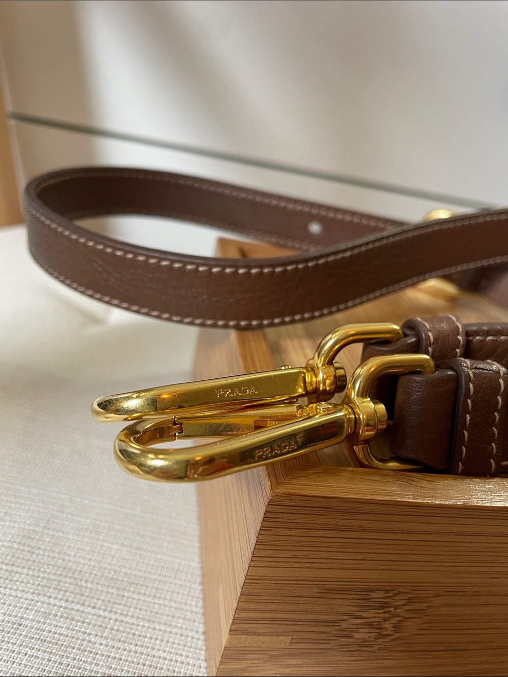 Authentic Prada Replacement Shoulder /Crossbody Strap in Brown/Gold